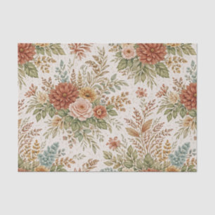 Papel De Seda Patrón Floral de Jardín Otoño Rubor