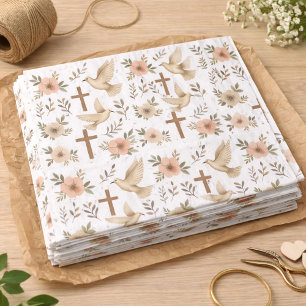Papel De Seda Patrón floral de la cruz de madera de Boho Christi