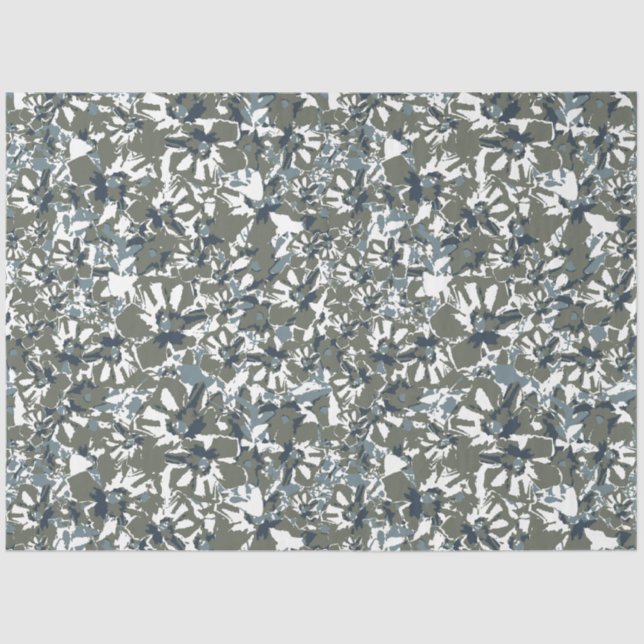 Papel De Seda Patrón floral de los floros azules verdes (Anverso)