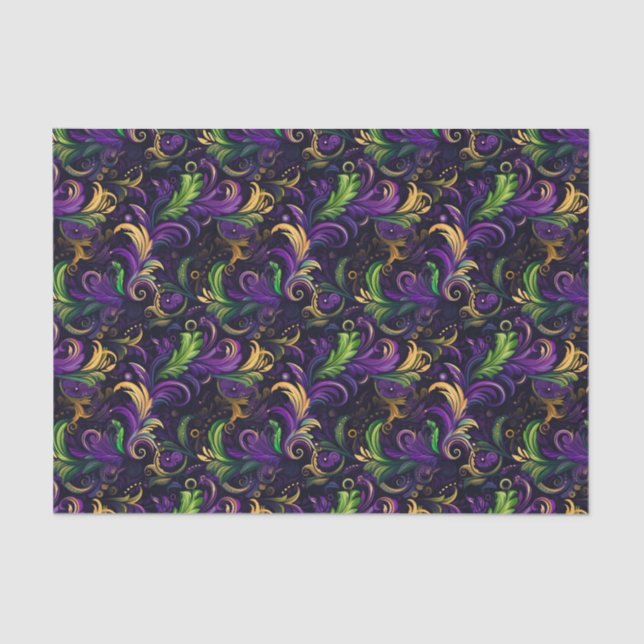 Papel De Seda Patrón floral de Mardi Gras (Anverso)