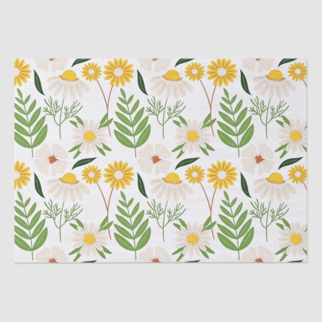 Papel De Seda Patrón floral de margarita (Anverso)