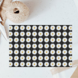 Papel De Seda Patrón floral de margarita blanca sobre negro
