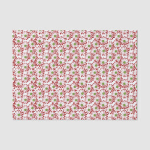 Papel De Seda Patrón floral de margarita roja y verde navidad