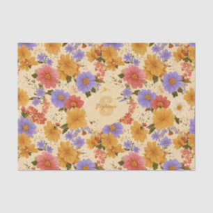 Papel De Seda Patrón floral de margarita vintage (2)