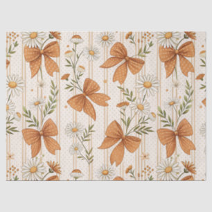 Papel De Seda Patrón floral de margarita y lazo de otoño