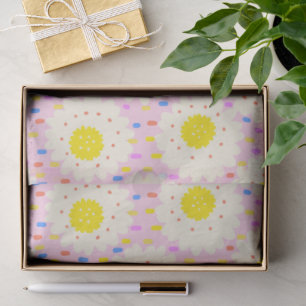 Papel De Seda Patrón floral de margaritas rosadas retro groovy d