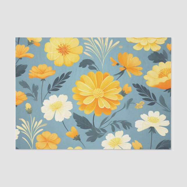Papel De Seda Patrón floral de Marigold (Anverso)