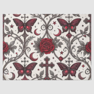 Papel De Seda Patrón floral de mariposa gótica (1)