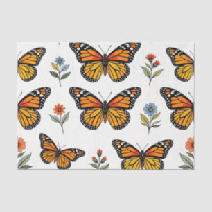 Papel De Seda Patrón Floral de Mariposa Monarca
