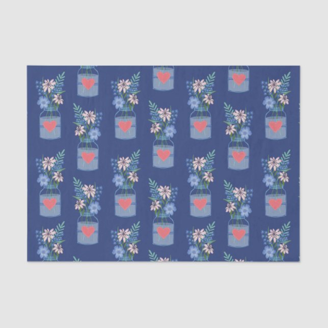 Papel De Seda Patrón floral de Masons Jar (Anverso)