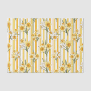 Papel De Seda Patrón floral de narciso rayado (1)