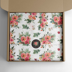 Papel De Seda Patrón floral de navidades   Acuarela Botánica