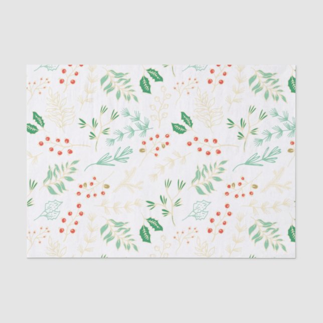 Papel De Seda Patrón floral de Navidades clásicos (Anverso)