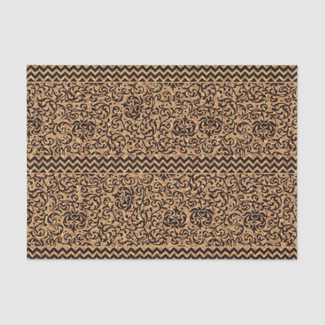 Papel De Seda Patrón floral de oro del renacimiento italiano (Anverso)