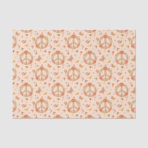 Papel De Seda Patrón floral de paz naranja