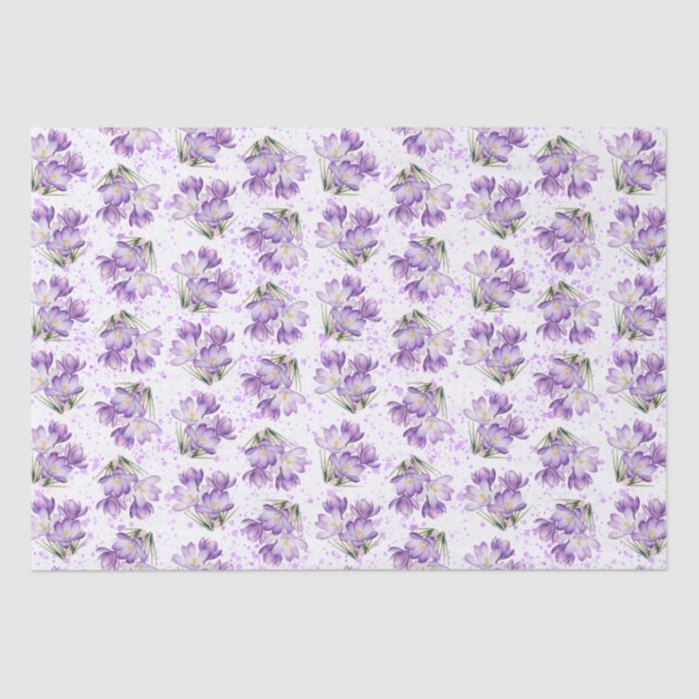Papel De Seda Patrón floral de primavera de Crocus (Anverso)