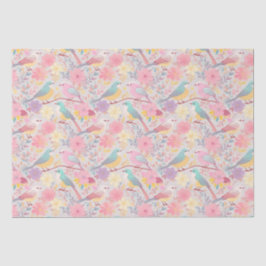Papel De Seda Patrón floral de primavera pastel 02