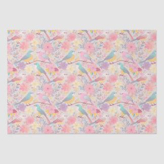 Papel De Seda Patrón floral de primavera pastel 02