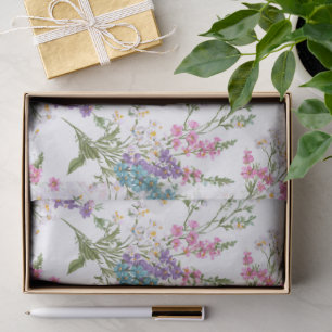 Papel De Seda Patrón floral de primavera pastel de flor silvestr
