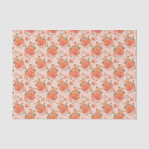 Papel De Seda patrón floral de rosa naranja rosa de boda primave