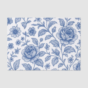 Papel De Seda Patrón floral de Rosas azules reales