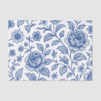 Papel De Seda Patrón floral de Rosas azules reales