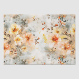 Papel De Seda Patrón floral de Rubor y crema