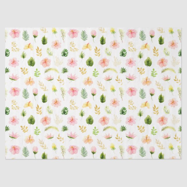 Papel De Seda Patrón floral de selva tropical (Anverso)