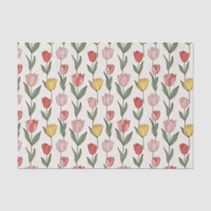 Papel De Seda Patrón Floral de Tulipán Moderno Botánico Suave Pr