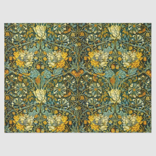 Papel De Seda Patrón floral de William Morris Antique Honeysuckl (Anverso)