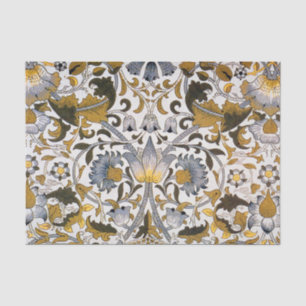 Papel De Seda Patrón floral de William Morris Lodden: azul dorad