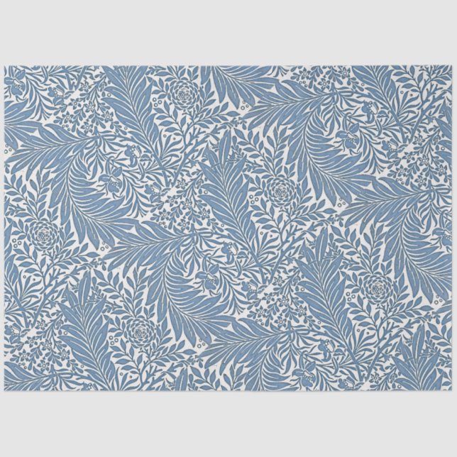 Papel De Seda Patrón floral del siglo XIX azul sobre el grupo de (Anverso)