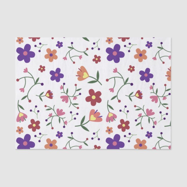 Papel De Seda Patrón floral dibujado a mano (Anverso)
