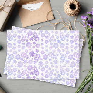 Papel De Seda Patrón floral dibujado a mano de lavanda