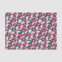 Papel De Seda Patrón floral divertido rosa rojo blanco