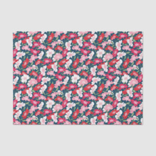 Papel De Seda Patrón floral divertido rosa rojo blanco