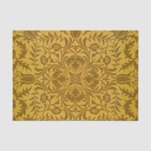 Papel De Seda Patrón floral dorado ornamentado con simetría