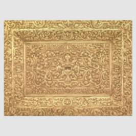 Papel De Seda Patrón Floral Dorado Ornamental Antiguo