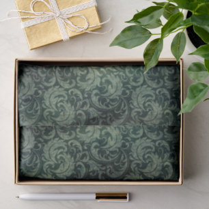 Papel De Seda Patrón floral elegante adamascado verde
