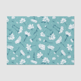 Papel De Seda Patrón floral elegante - Botánico Verde azulado y 