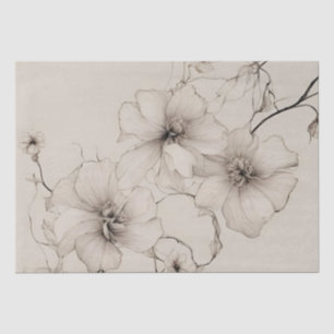 Papel De Seda Patrón floral elegante estilo boho beige