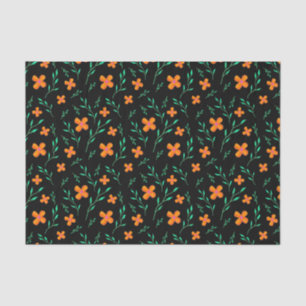 Papel De Seda Patrón floral en negro moderno elegante