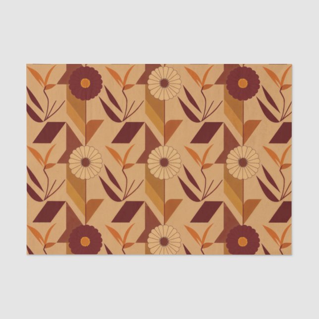 Papel De Seda Patrón floral escandinavo de otoño (Anverso)