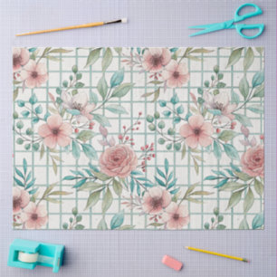 Papel De Seda Patrón floral Flor suave rosa y rosa elegante