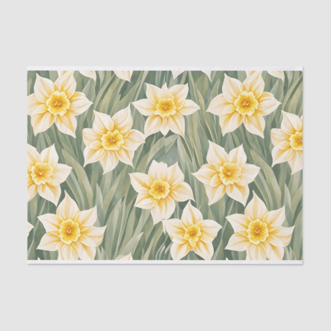 Papel De Seda Patrón floral Flores de Daffodil (Anverso)