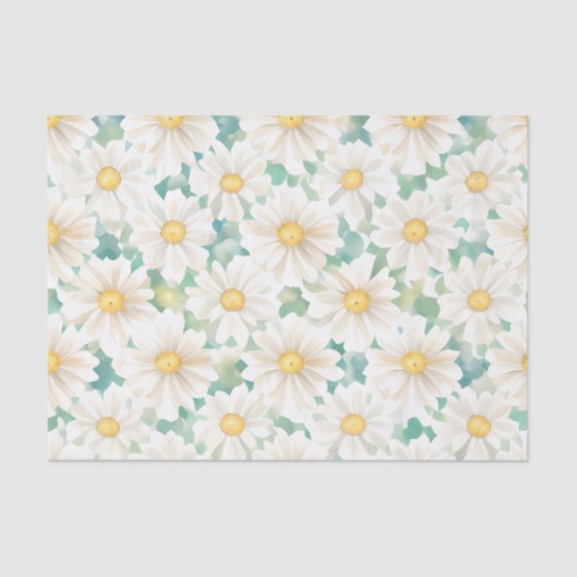 Papel De Seda Patrón floral Flores de margarita (Anverso)