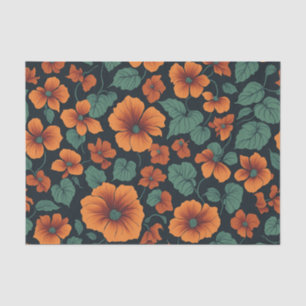 Papel De Seda Patrón floral Flores de nasturcio