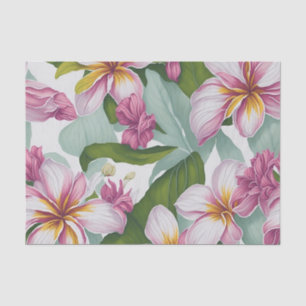Papel De Seda Patrón floral Flores de plumeria