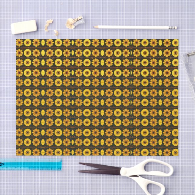 Papel De Seda Patrón floral futurista  (Artesanía)