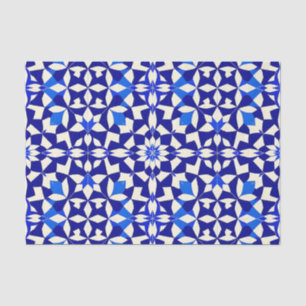 Papel De Seda Patrón floral geométrico azul marino